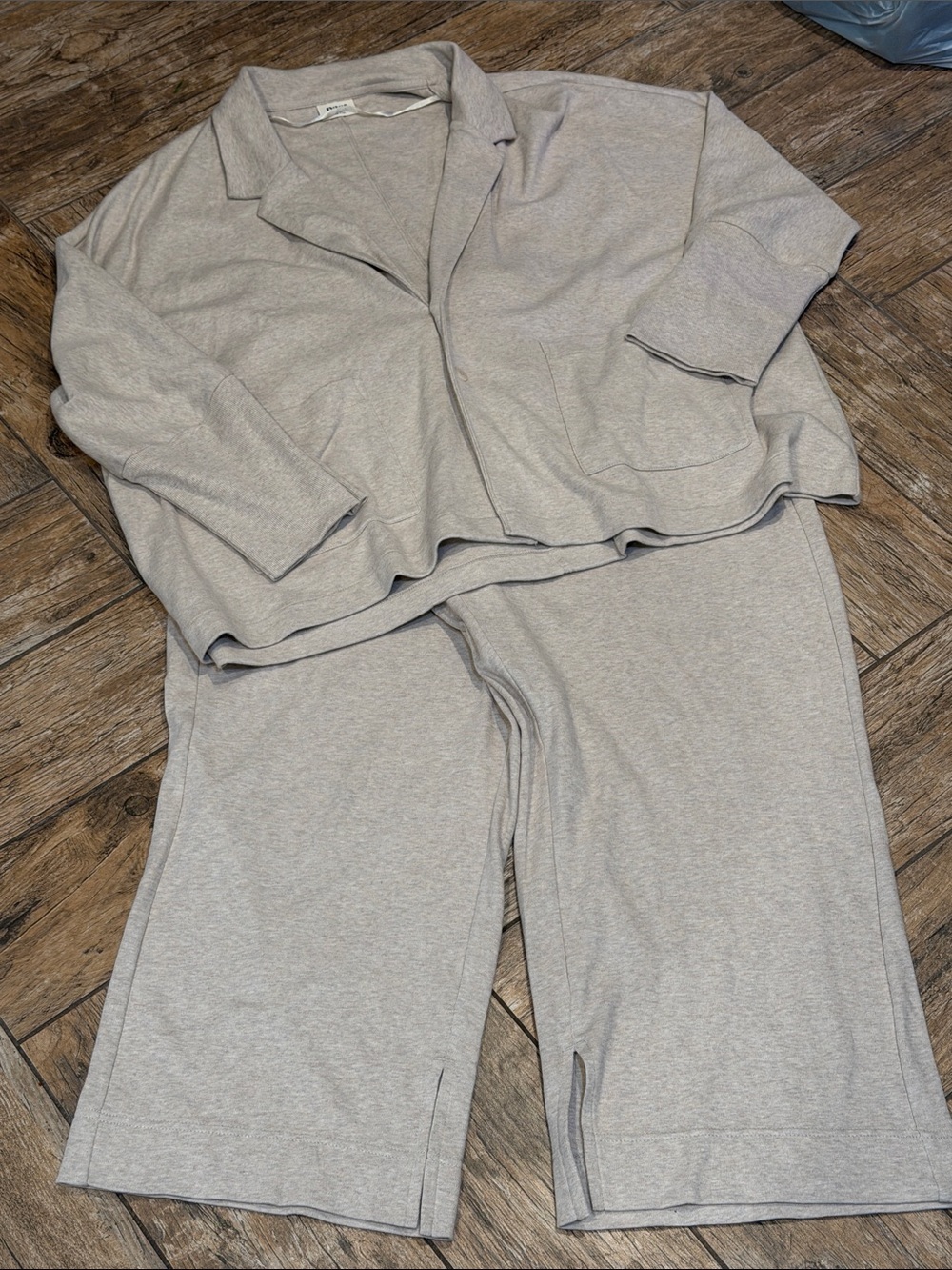 Pact Relaxed Blazer wide leg crop Pant Set Size XXL Beige Organic Cotton NEW
